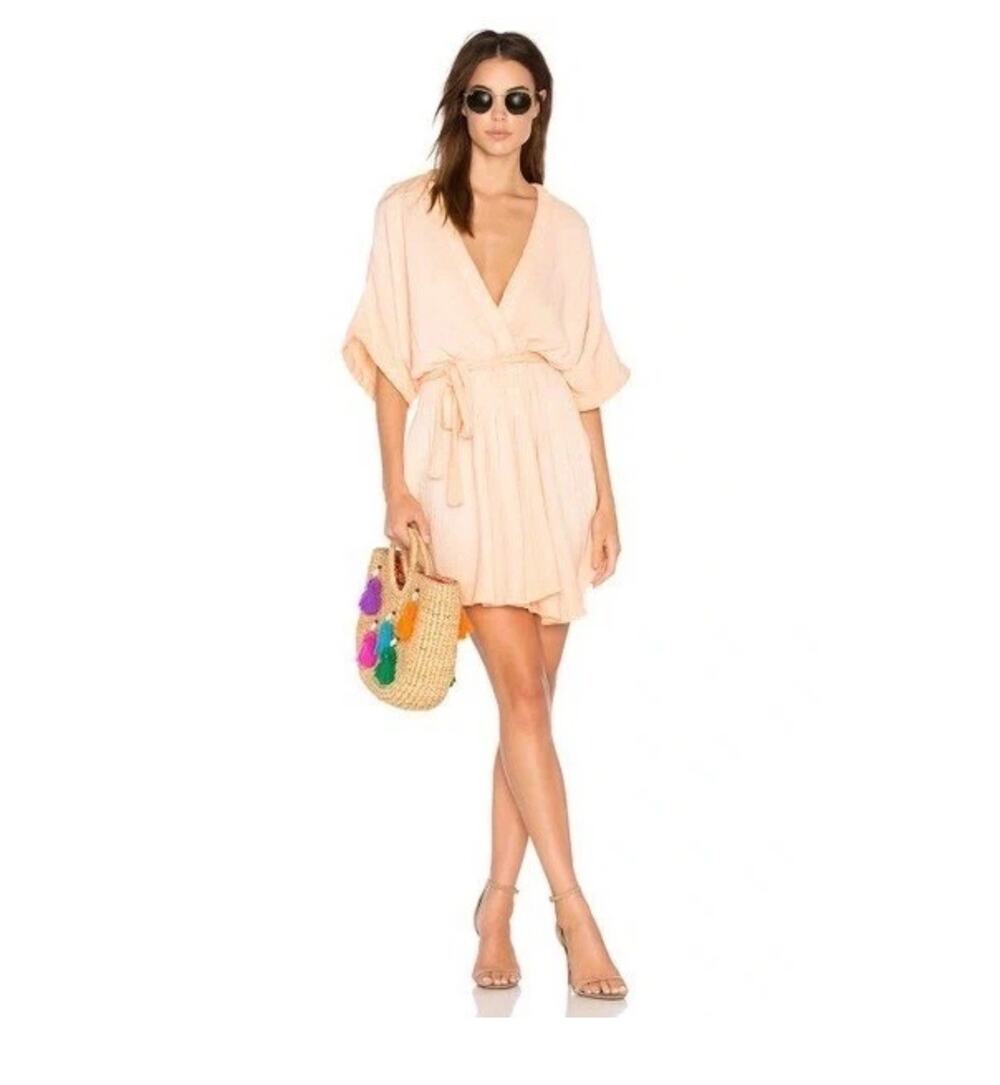 Free People Ripple Mini Dress Robe Gauze Boho Beach Swim Cover Up Womens Size 4
